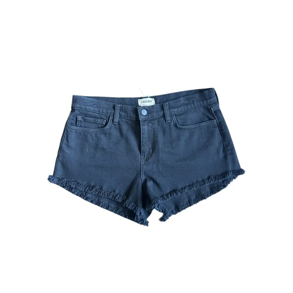 LAGENCE Zoe The Perfect Fit Short Noir Black Frayed Cutoff Shorts Women's 28